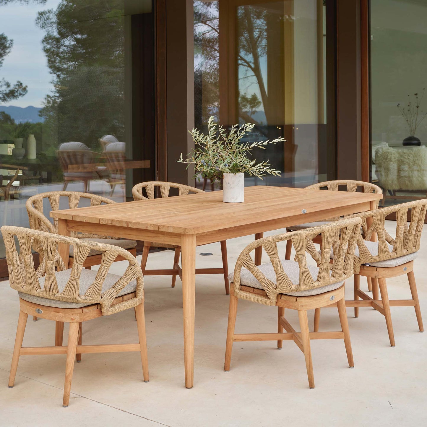 Krabi 7-Piece Rectangular Dining Set with Sunbrella Cushions