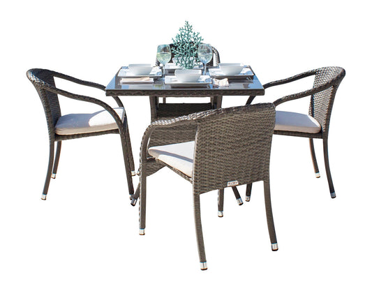 Spectrum 5-Piece Stackable Woven Armchair Dining Set with Cushions