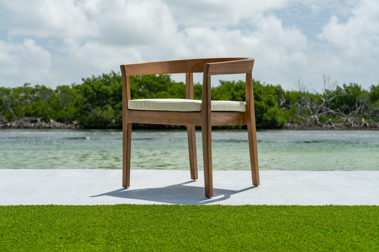 Panama Jack Bali Teak Dining Arm Chairs with Cushions (Set of 2)