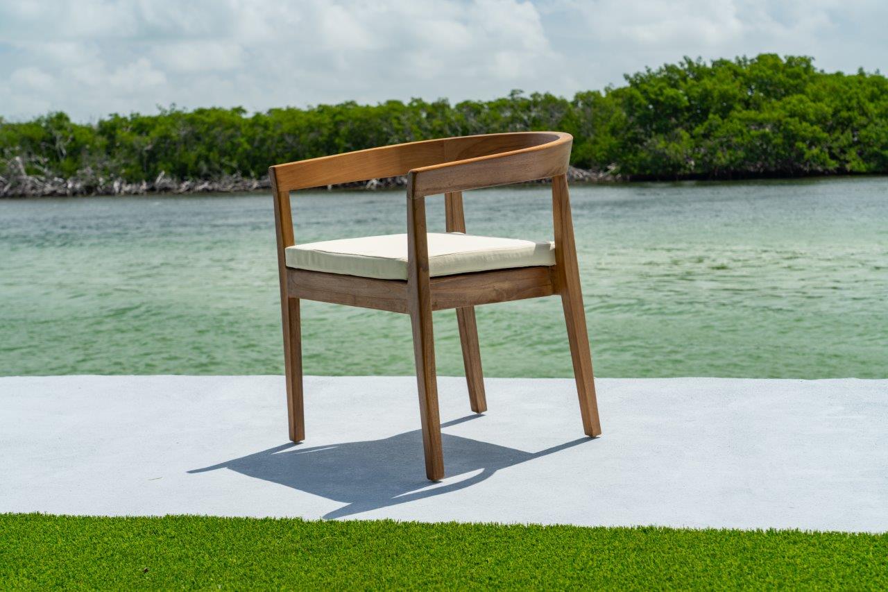 Panama Jack Bali Teak Dining Arm Chairs with Cushions (Set of 2)