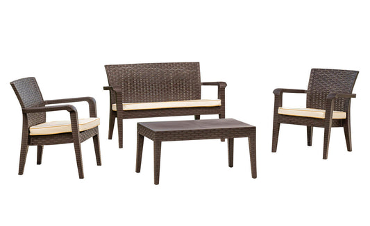 Alaska 4-Piece Seating Set with Cushions-Brown