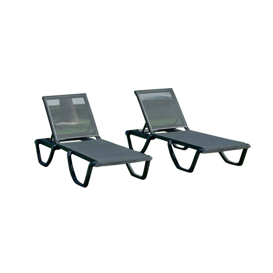 Florence Set of 2 Chaise Lounger - Anthracite - Anthracite Sling