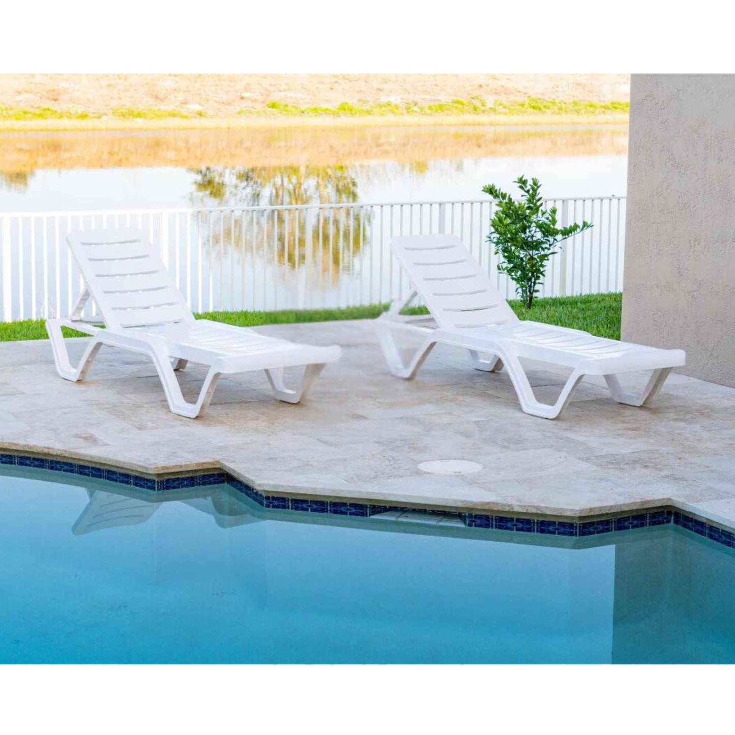 Lara Set of 2 Stackable Chaise Lounge
White