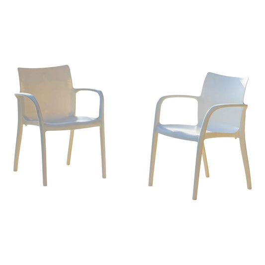 Pedro Set of 2 Stackable Armchair-White