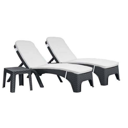 Roma 3-Piece Chaise Lounger Set w/cushion-Anthracite