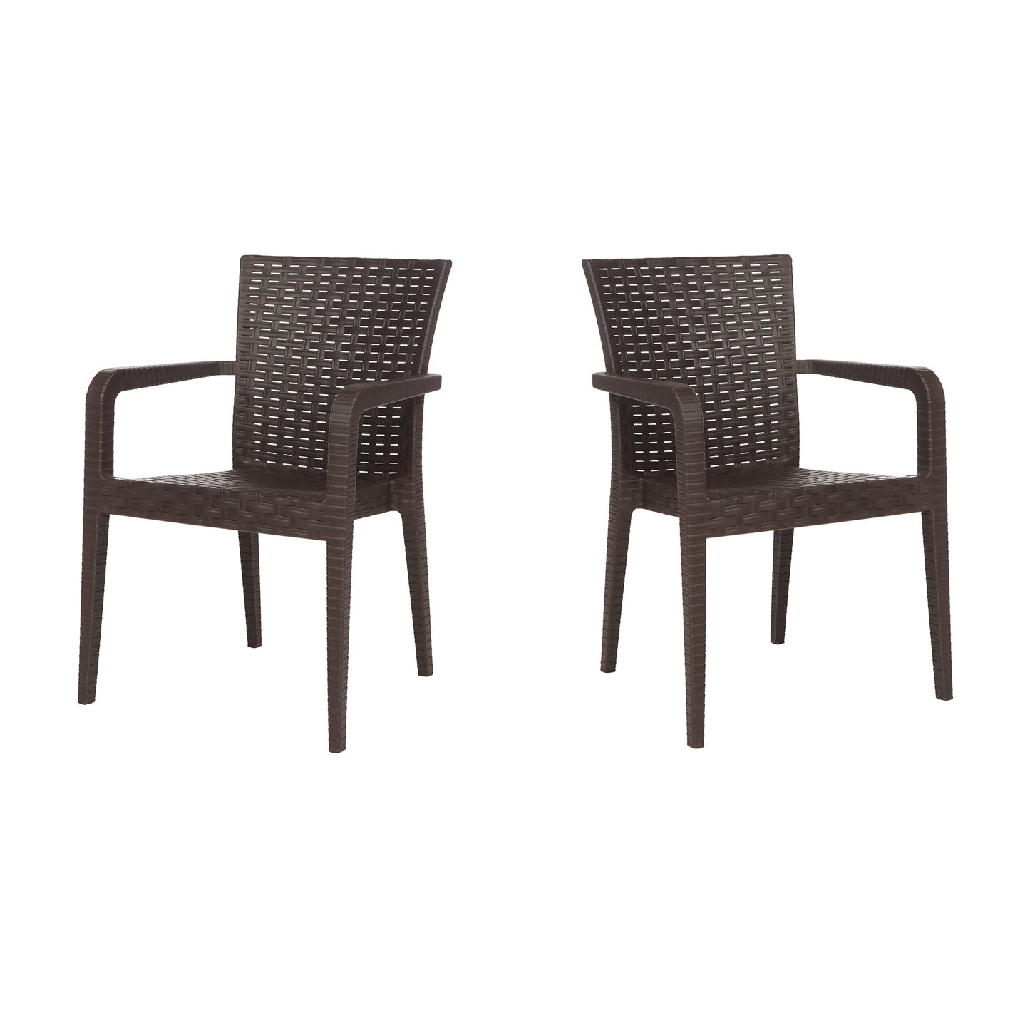 Alberta Set of 2 Stackable Armchair-Brown
