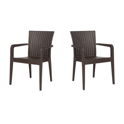 Alberta Set of 2 Stackable Armchair-Brown