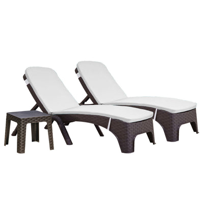 Roma 3-Piece Chaise Lounger Set w/cushion-Brown